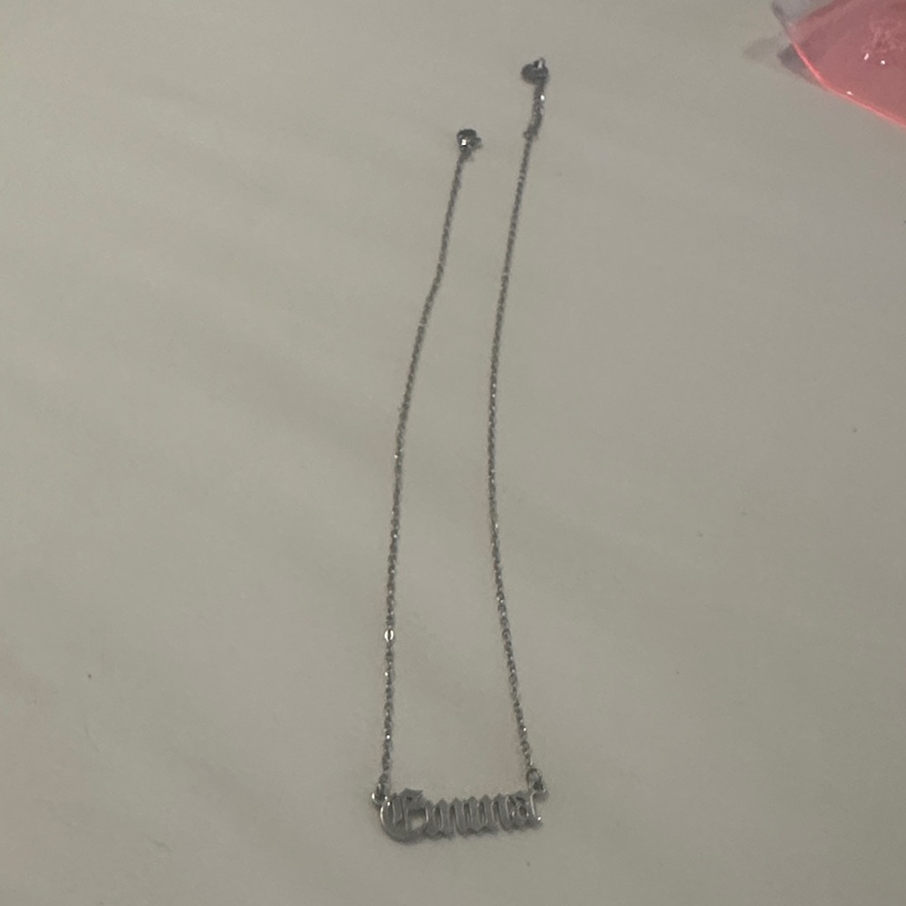 Elegant Silver Necklace that reads EMMA